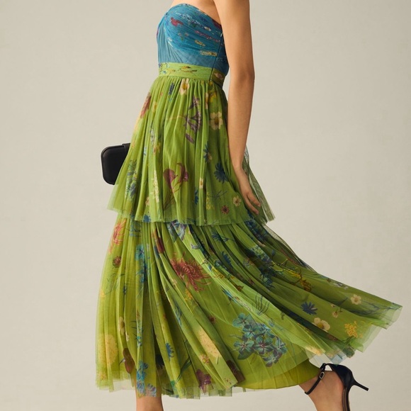 Anthropologies Geisha Designs Pleated Strapless Floral Dress - Picture 2 of 8
